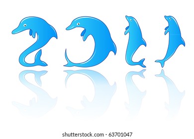 New year with dolphins numbers