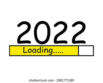 pantalla de descarga de año nuevo. El progreso del bar casi ha alcanzado la víspera de Año Nuevo. Ilustración del vector con carga 2022