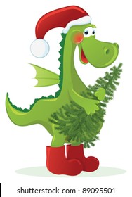 New Year Dragon with Christmas tree