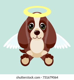 New Year: Eastern Calendar. Year Of The Dog. Christmas Dog Angel With Wings And A Halo.