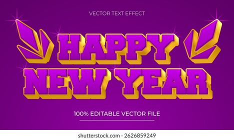 New year editable text effect purple gradient comic text style