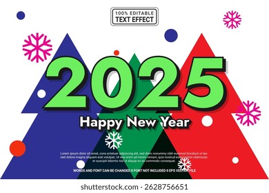 Efeito de texto 3D vetor editável de ano novo - tipografia colorida e moderna com estilo cômico para cartaz, branding, mídias sociais