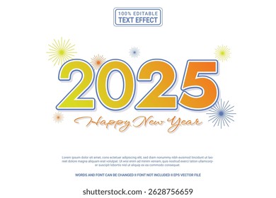 New Year Editable Vector 3D Text Effect – colorful and modern typography with comic style for poster, branding, social media
