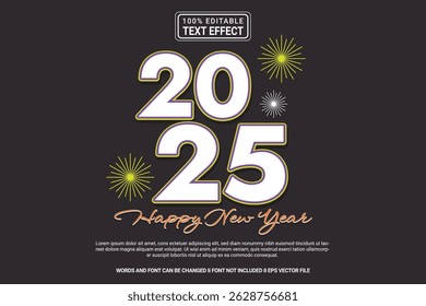 New Year Editable Vector 3D Text Effect – colorful and modern typography with comic style for poster, branding, social media
