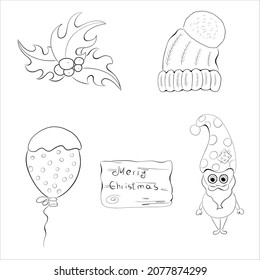 New year elements in doodle style vector style