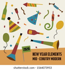 New Year Elements Mid Century Modern