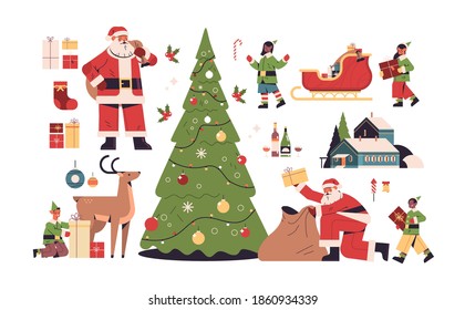 elementos de año nuevo set mermelada navidad concepto de celebración de diferentes iconos colección de íconos longitud completa ilustración vectorial horizontal