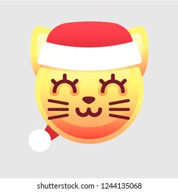 New Year Emoticon. Isolated vector illustration of sweet emotional face.