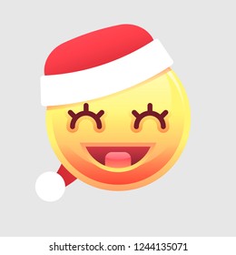 New Year Emoticon. Isolated vector illustration of sweet emotional face.