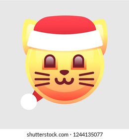 New Year Emoticon. Isolated vector illustration of sweet emotional face.