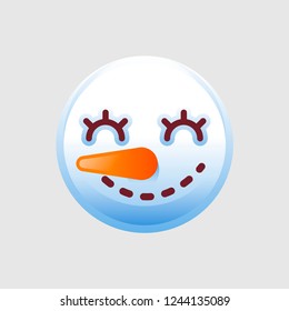 New Year Emoticon. Isolated vector illustration of sweet emotional face.