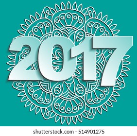 New Year 2017?Mandala. Ethnic decorative elements. Hand drawn background. Islam, Arabic, Indian, ottoman motifs.