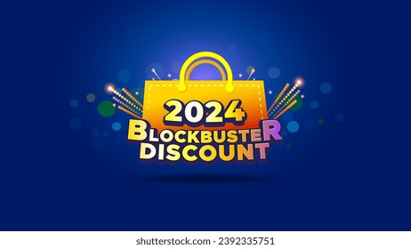 New Year eve 2024 sale and shopping advertising concept. Digital, website poster banner design.