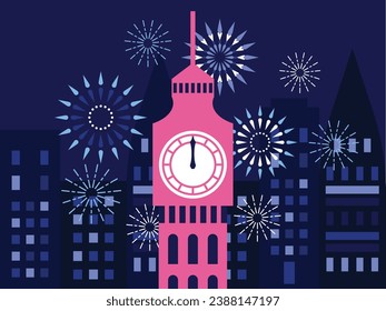 New Year Eve Celebration Countdown Clock Tower