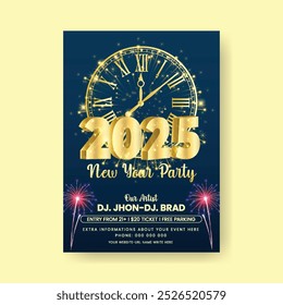 New year eve celebration party  size vertical print flyer or poster template, new year festive  invitation greeting card, leaflet, brochure cover design and new year background vector template design