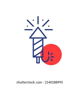 New Year eve firework firecracker icon. Pixel perfect, editable stroke vector fun color icon