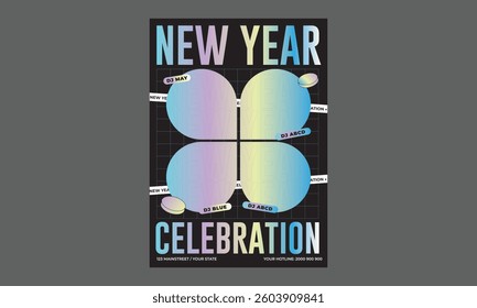 New Year Eve Flyer. Vector illustration with photo college