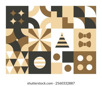New year eve geometric flat design wall art