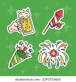 New year eve party Cartoon vector illustration set. New year's eve vector illustration.