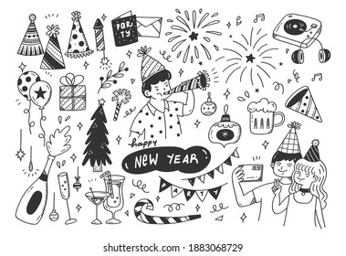 New year eve party doodles 