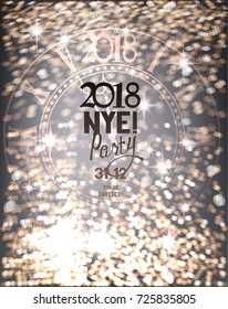 New year eve party invitation card with defocused lights on the background. Vector illustration
