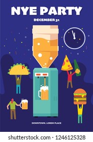 New Year Eve Party vector poster template. Poster for entrance to the party. Modern elegant illustration template