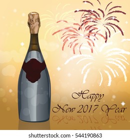 New Year Eve sparkling champagne bottle