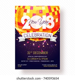 New Year Evening 2018 Party Poster, Banner or Flyer Design.