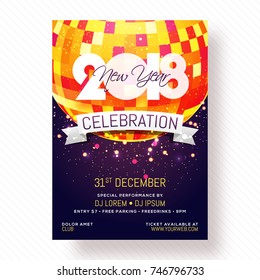 New Year Evening 2018 Party Poster, Banner or Flyer Design.