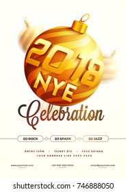 New Year Evening 2018 Party Poster, Banner or Flyer Design.