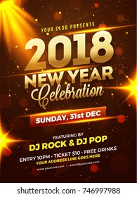 New Year Evening 2018 Party Night Celebration Poster Or Flyer Design.