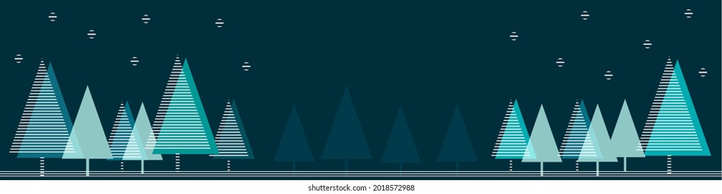 New Year festive background with stylized Christmas trees. Space for your text. Banner. Vector image.