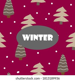 
new year festive card with text. winter patterns on a dark background. print for the design of children's things.