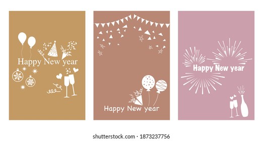 New year festive frame illustration. new year concept vectors.  New year concept decoration with ornaments, balloons, fireworks and festive elements.