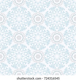 New Year festive gentle patterns in the form of snowflakes for backgrounds, packages, postcards.