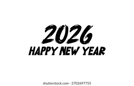 “Happy New Year 2026” festive text design featuring a modern, celebratory style perfect for greeting cards, social media posts, posters, banners, and holiday graphics. 