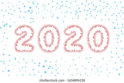 New year figures two thousand and twenty halfton, dot. Flat pop art. Vector design elements.
