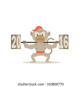 new year fire monkey symbol flat vector illustration