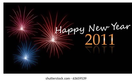 new year fire works card or background