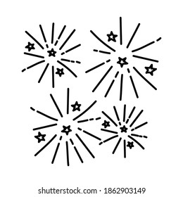 New Year Firecrackers Hand Drawn Icon Set Vector.
