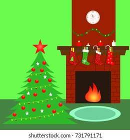 New year fireplace