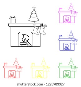 New year fireplace line icon. Elements of Christmas and New Year in multi colored icons. Simple icon for websites, web design, mobile app, info graphics on white background