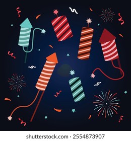 New Year Firework with Confetti