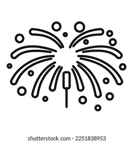 Vector de contorno de icono de incendio de año nuevo. Acto de carnaval. Estrella del partido