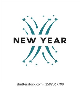 New Year Firework Line Logo Vector. Birthday Fireworks Symbols Vector. Modern, colorful and Clean Logo Design Vector.