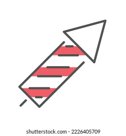 Fuego de Año Nuevo de color rojo. Concepto de ilustración de icono de línea de vector