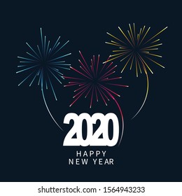 new year fireworks 2020 vector and background