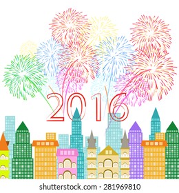 new year fireworks above the city
