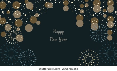 New year Fireworks background flat illustration