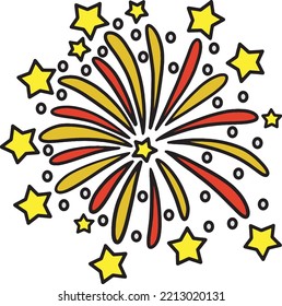 New Year Fireworks Cartoon Colored Clipart